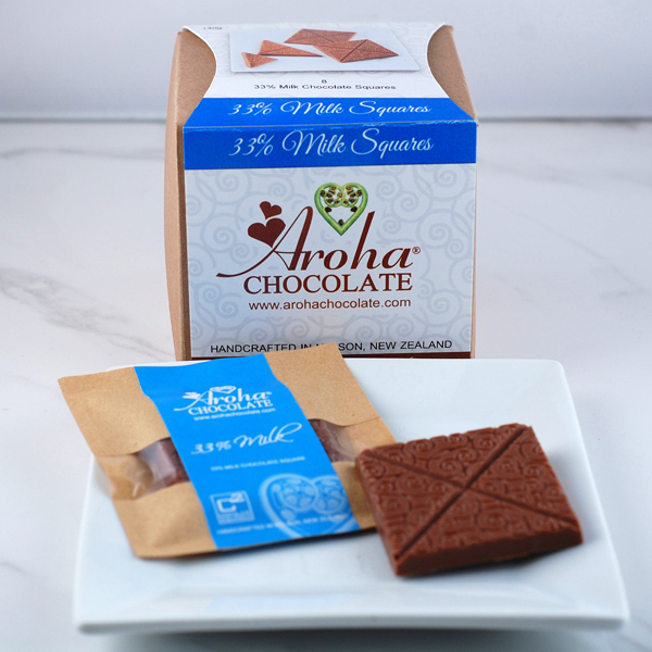 Aroha Chocolate 33% Milk Chocolate Squares Box