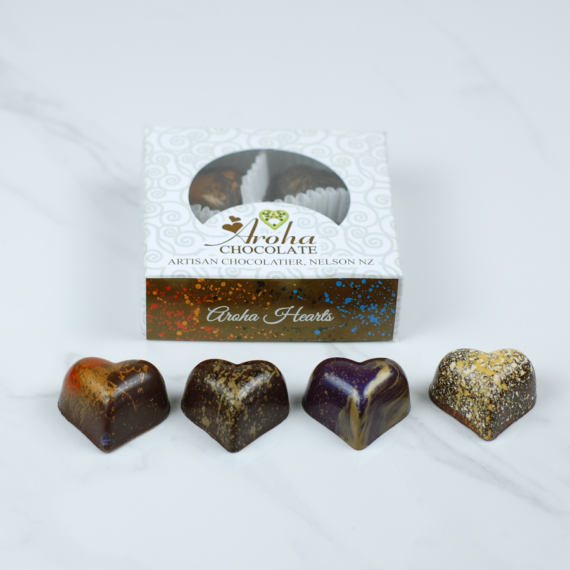 Four Aroha Chocolate Hearts