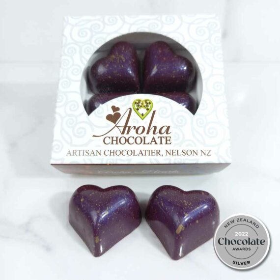 Aroha Chocolate Boysenberry & Cream Hearts Box